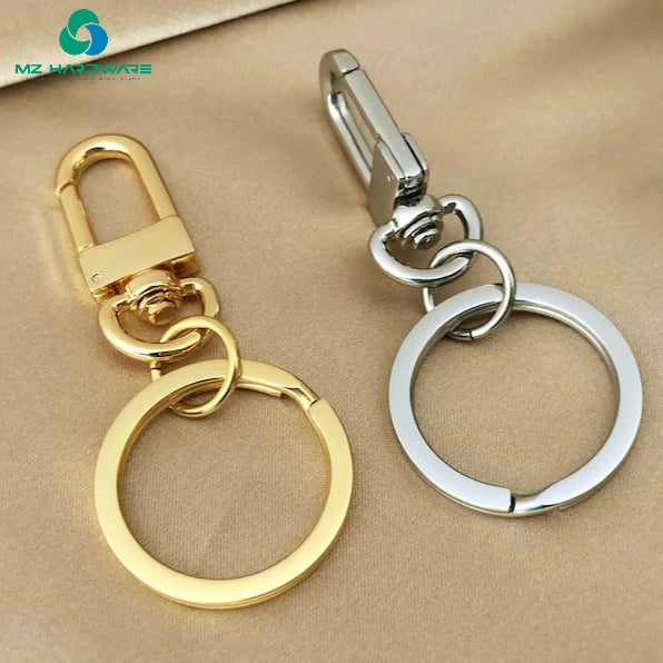 MZhardware High Quality Metal Snap Hook Swivel Clip with Keyring Polished Lobster Clasp and Steel Key Ring for Gift Keychain