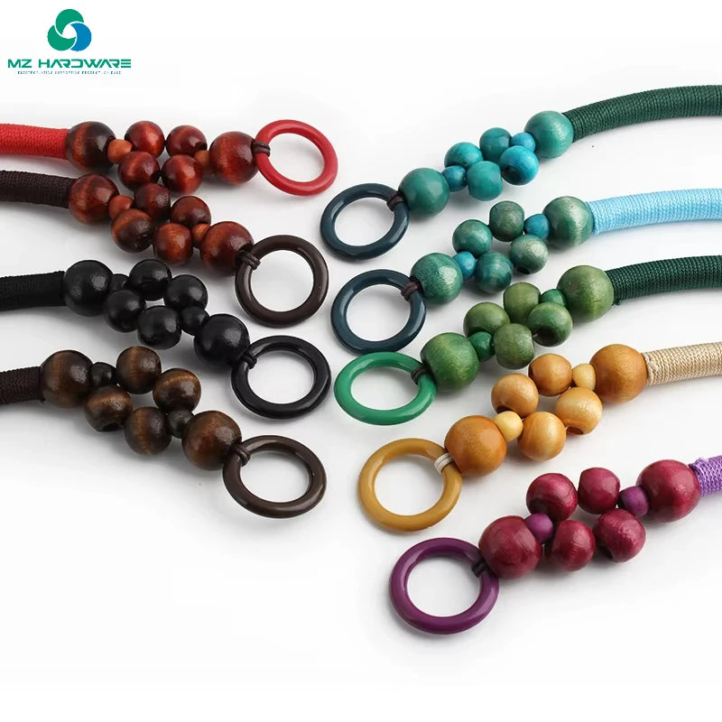 MZhardware High Quality Fashion Wholesale Diy Ready to Ship Purse Natural Wood Beads Weave Rope Handles Purse