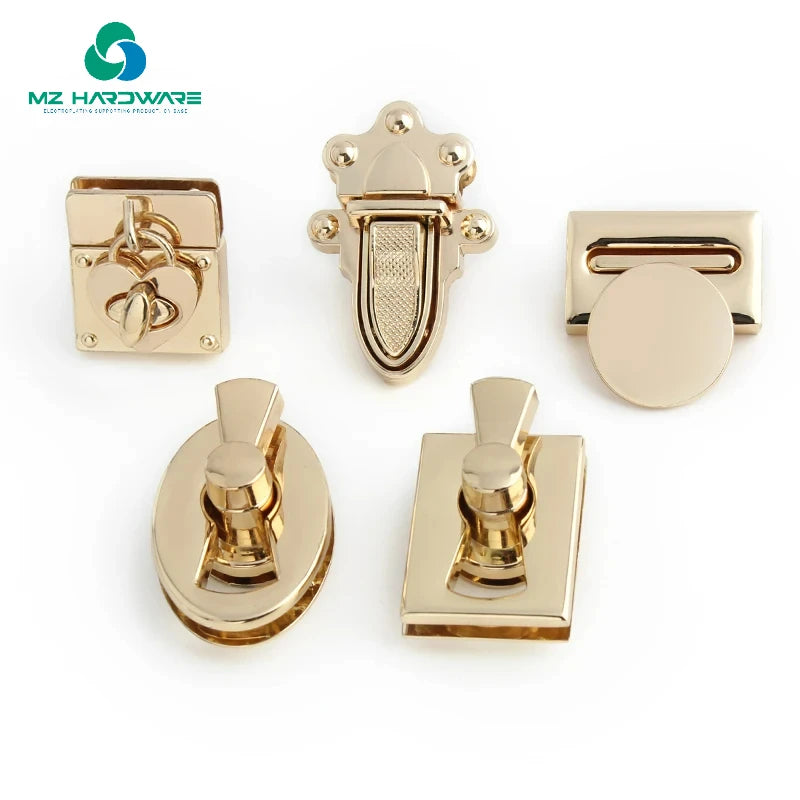 MZhardware Custom FashionTurn Twist Lock Metal Accessories Decoration Bag Lock Gold Round/Rectangular Metal Turn Flip Locks