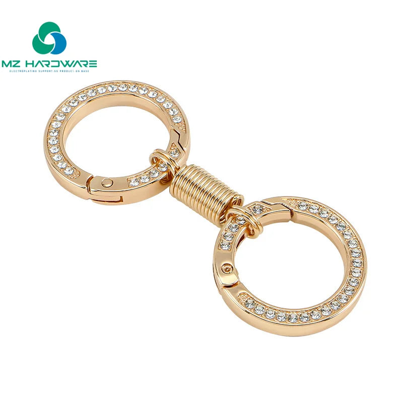 High Quality Metal Keychain Double Ring Bag Accessory Hook Buckle Small Size Spring Opening Design Handbag Use Snap Clip Type