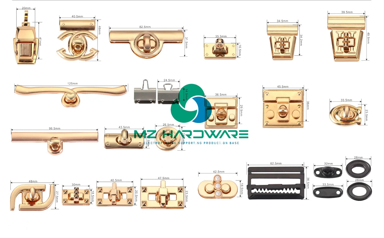 MZ Hardware Handbag Hardware Turn Lock Bag Hardware Accessories Metal Turn Lock Fittings for Handbag Making