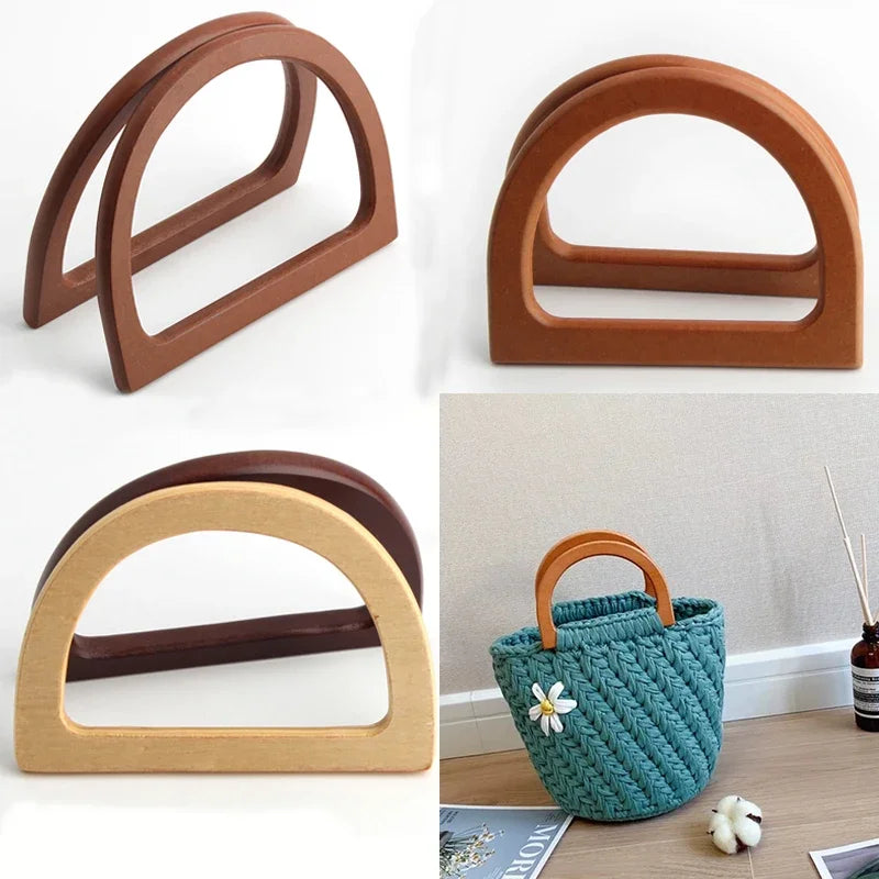 Spot Package Simple and Stylish Wooden Handle D-shaped Handle Replacement Parts DIY Wallet Handbag Handcraft Bag Handle