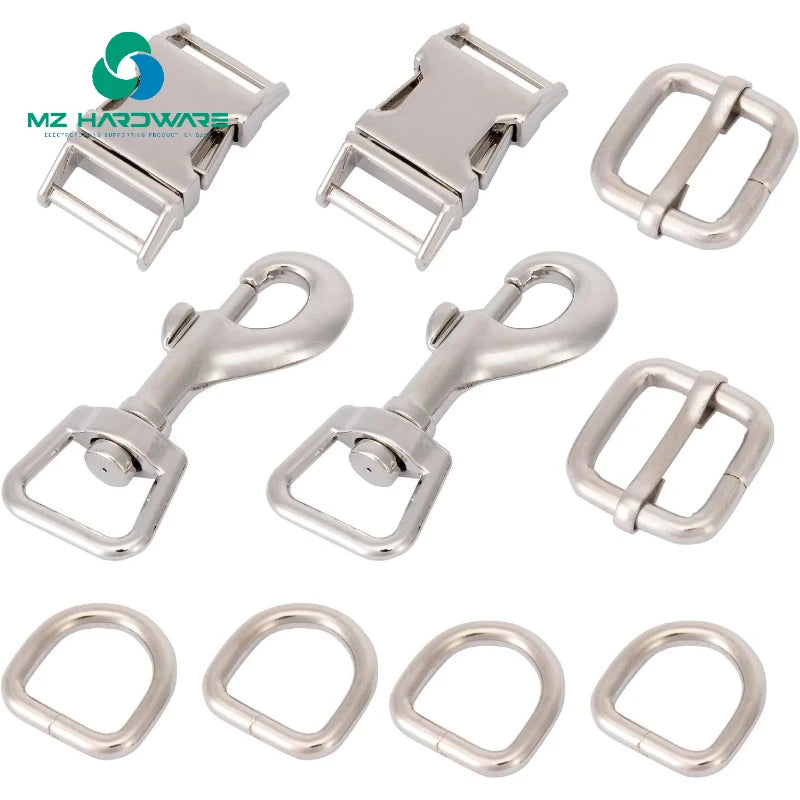 MZhardware Metal Swivel Snaps Hooks with D Rings Side Release Buckles Slide Buckle for Purses Lanyard Dog Collars