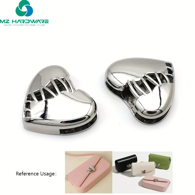 MZhardware Magnetic Peach Heart Decorative Buckle Hollow Heart DIY Bag Hardware Lock Button Love Split Love Buckle Magnetic