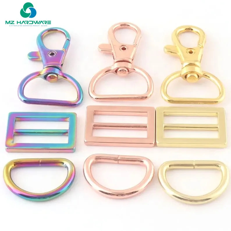 Rainbow Metal Swivel Claw Clasps,Dog Collar Hardware Adjuster Backpack Buckles Webbing Purse Hardware d Ring Belt