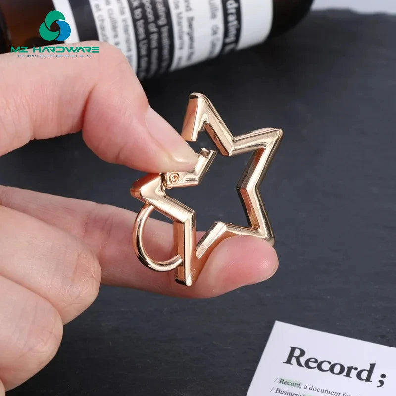MZ Portable Metal Ring with Pentagram Star Shape Connection Buckle Spring Clasp for DIY Keychain Tariff Preferences