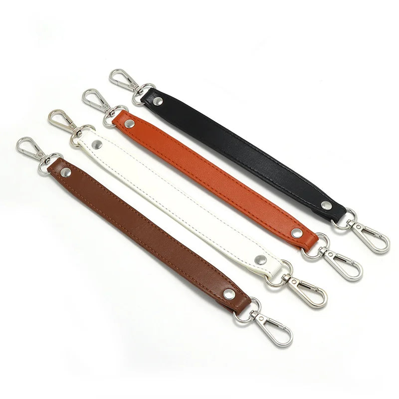 Leather Bag Strap Wholesale Metal Chain Bag Accessories Solid Color PU Leather Portable Leather Belt Short Strap for Handbag