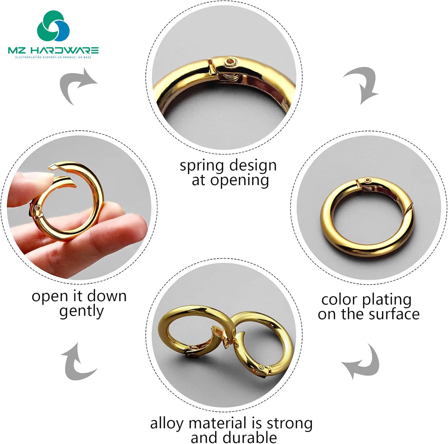 Open Spring Ring Bag Strap Hardware Accessory Connecting Clasp Handbag Alloy Opening O Ring Buckle
