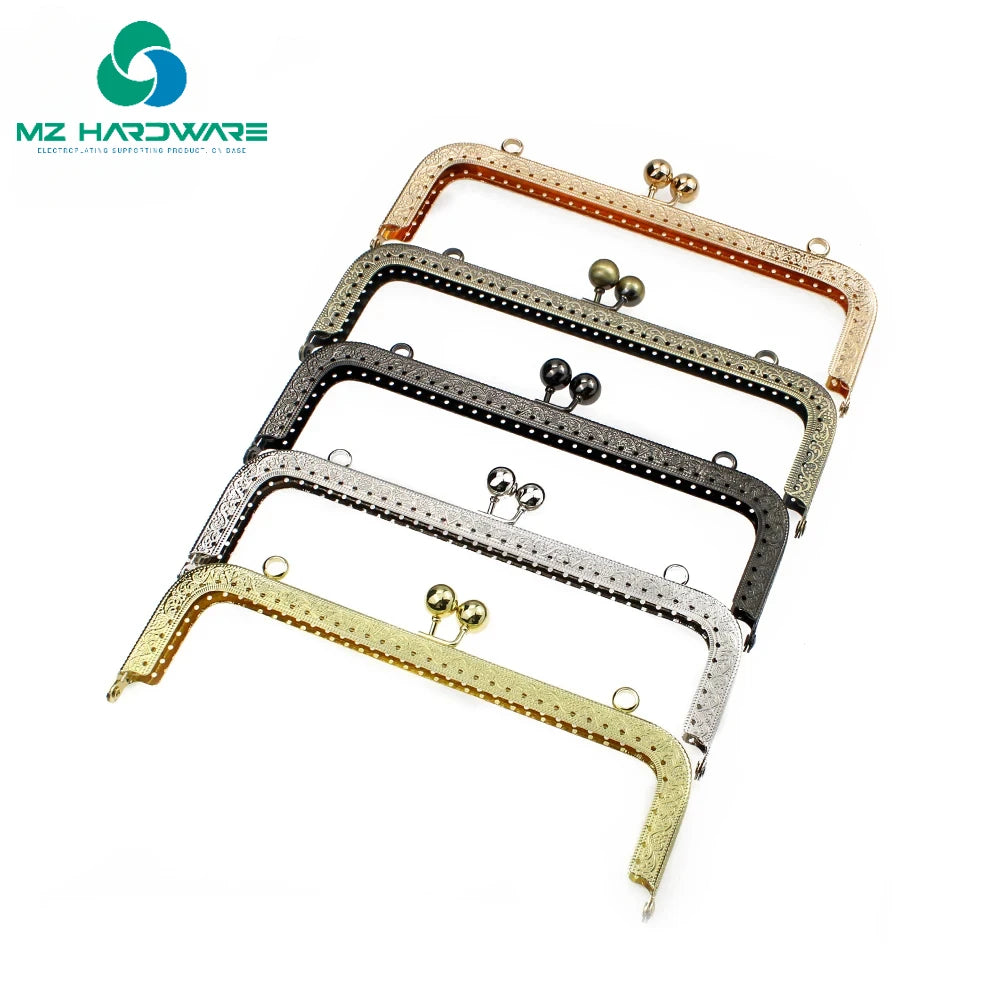 MZ Spot Wholesale 20CM Rectangle Embossing Beads Kiss Metal Purse Frame Diy Bag Accessories for Fashion Women's Clutch Bags
