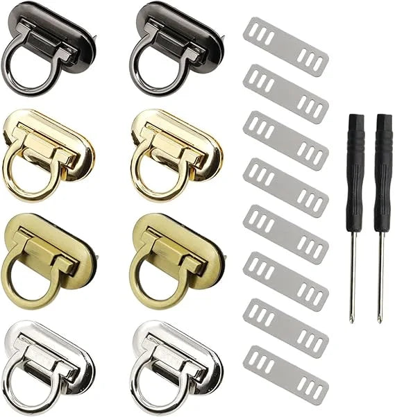 Ring Turn Lock Clasp Purse Closure Twist Locks Fasteners Clip Clasp Buckles for DIY Handbag and  Closure Purse Making Supplies