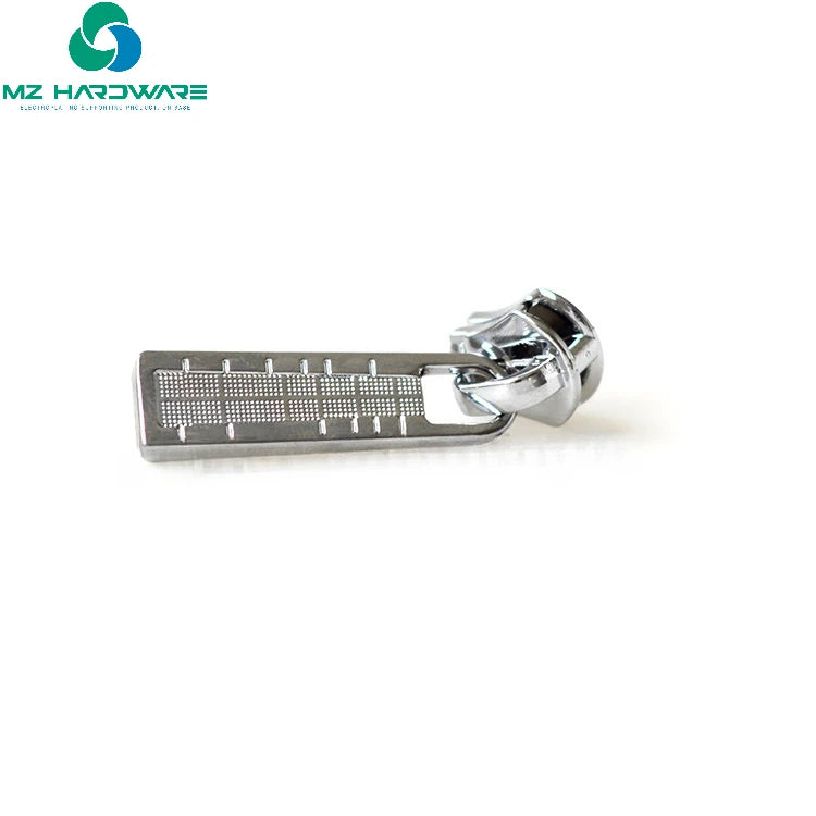 MZhardware 5# Copper Tooth Zipper Puller with Bright Silver Plating Metal Pull Plate Grid Coral for Luggage Accessories