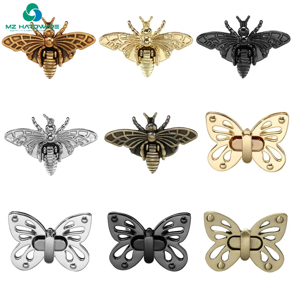 MZhardware Fashion High Quality Retro Turn Lock Bee Shape Metal Buckles Handbag Bag Clasp HardwareDIY Leather Crafts Accessories