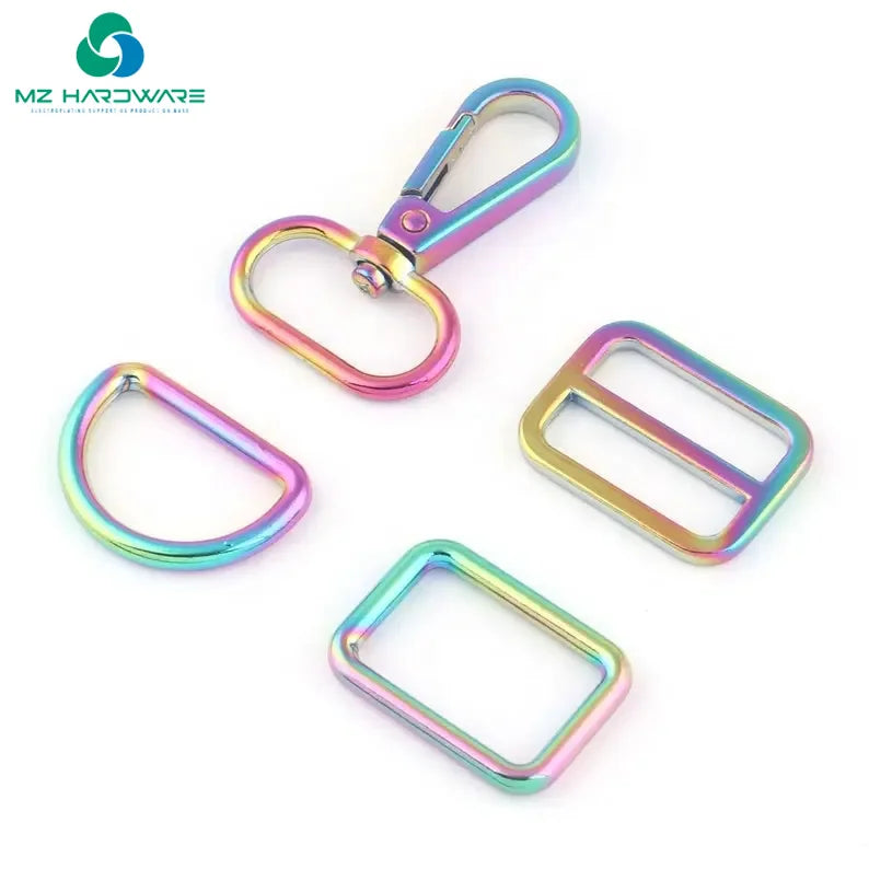 Rainbow Metal Swivel Claw Clasps,Dog Collar Hardware Adjuster Backpack Buckles Webbing Purse Hardware d Ring Belt