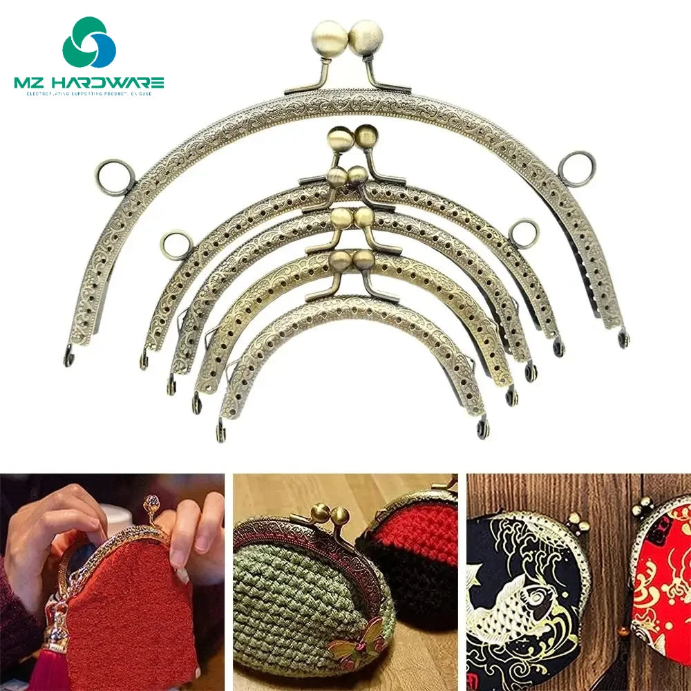 MZhardware Bronze Kiss Clasp Lock Arch Sape Coin Bag Clasp for DIY Coin Bag Handle Sewing Craft Color Purse Clasp Frame