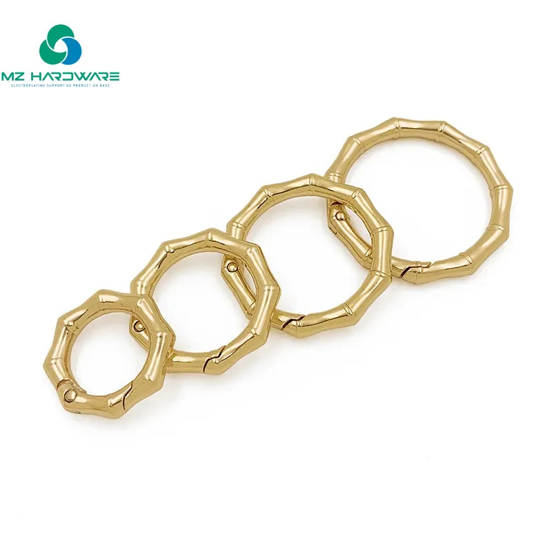 New Design Custom Four  Sizes Spring Buckle Bamboo Design Metal O Rings Bag Accessories Trigger Snap Clip for Handbag