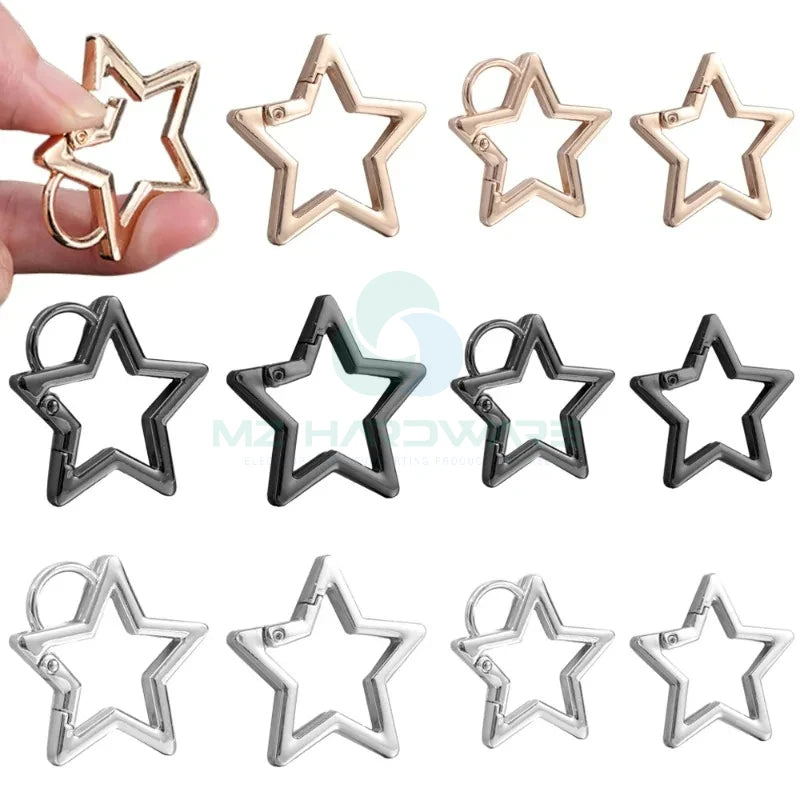 MZ Portable Metal Ring with Pentagram Star Shape Connection Buckle Spring Clasp for DIY Keychain Tariff Preferences
