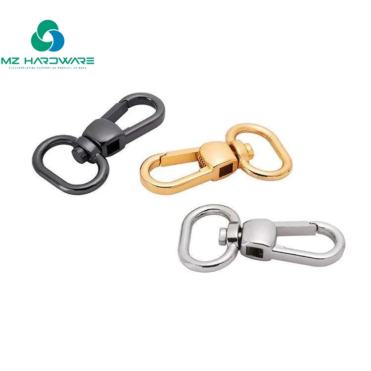MZhardware Hot Sell Heavy Duty Small Bag Belt Hook Metal Spring Light Gold Zinc Clasp Swivel Snap Hook for Handbag Purse