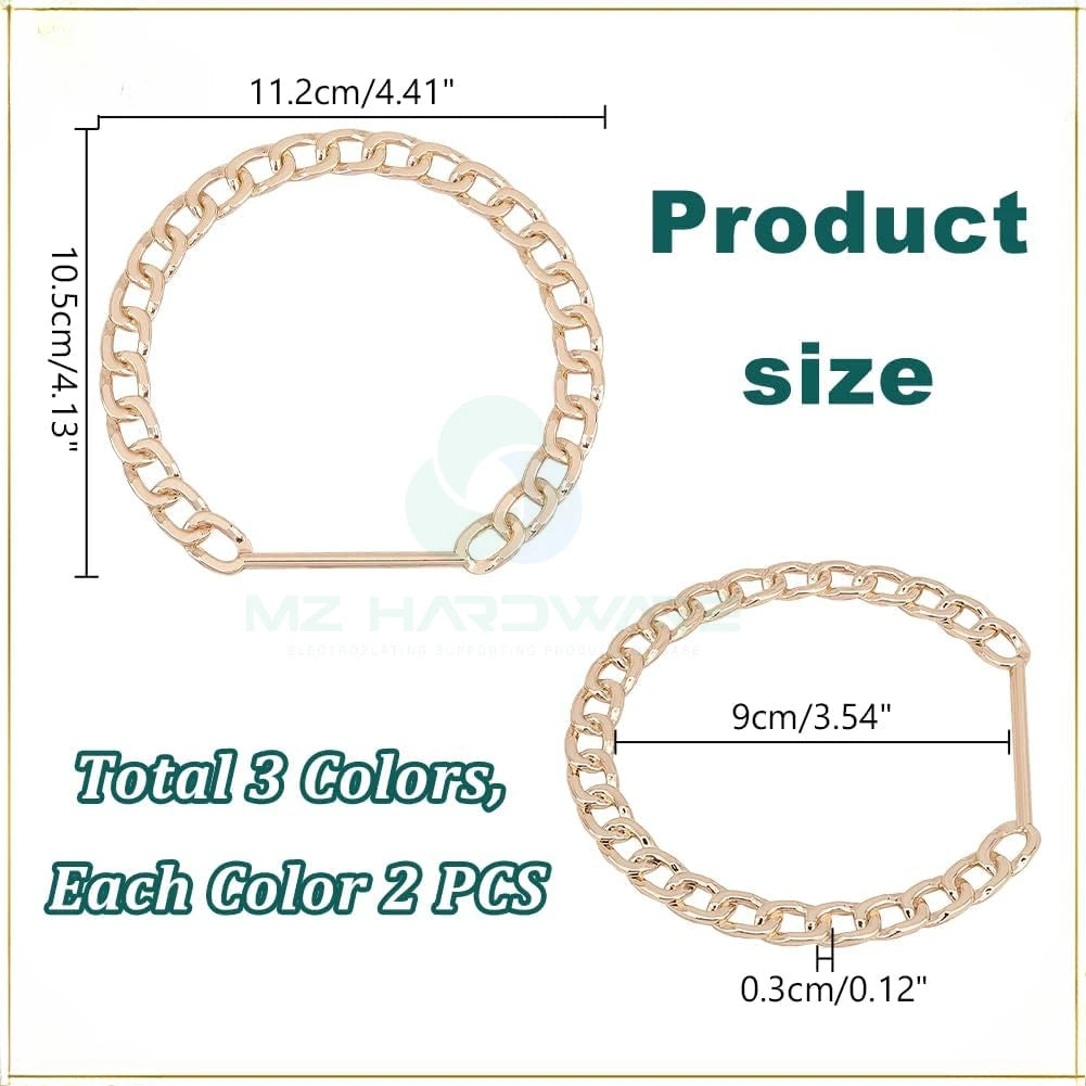 MZhardware Wholesale Metal Hand-held Semi-circular Hand-held Zinc Alloy Chain Handle DIY Handmade Beach Bag