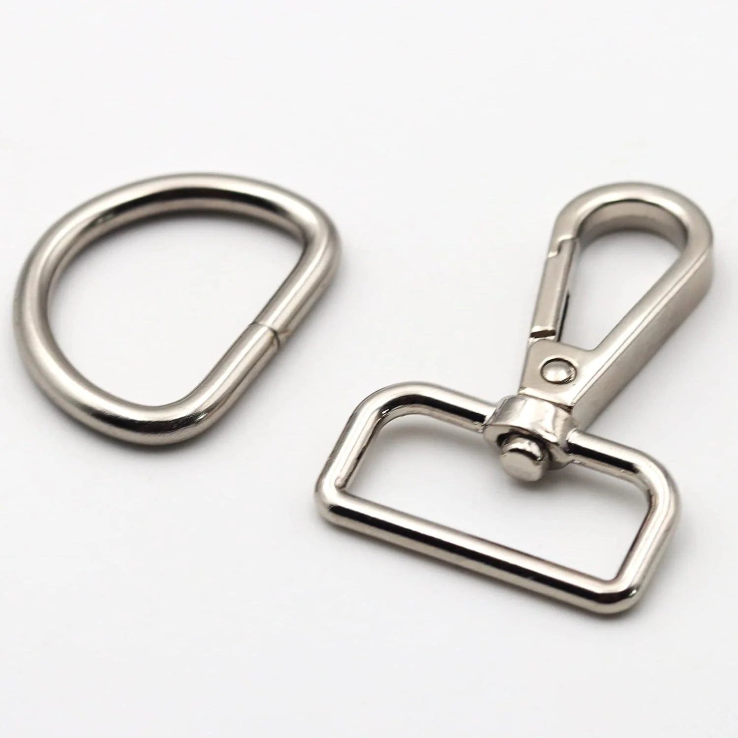 MZ Hardware High Quality Hook Eco-friendly Swivel Hook With D Rings  for Sewing, DIY Craft, Handbag, Purses (Silver)