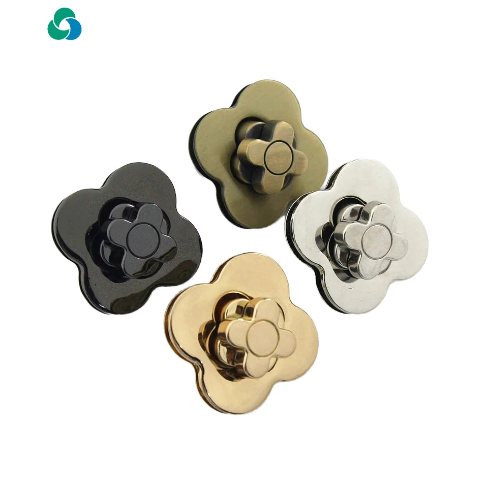 MZhardware Decoration Flower Luggage Hardware Bag Clasp Metal Zinc Alloy Clamp Bag Lock Buckles for DIY Bag Accessories