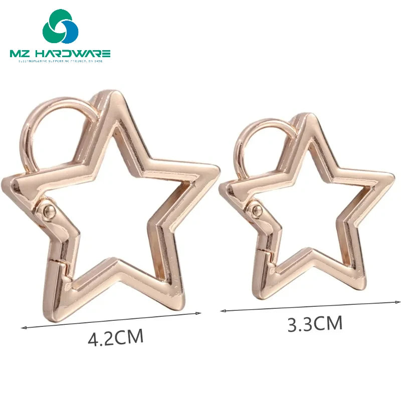 MZ Portable Metal Ring with Pentagram Star Shape Connection Buckle Spring Clasp for DIY Keychain Tariff Preferences