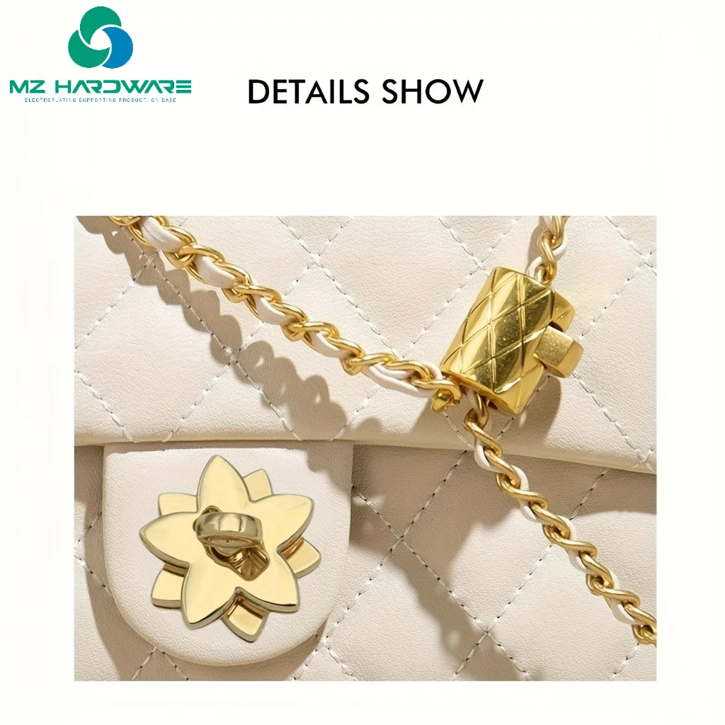 MZ Fashionable  Metal Double Flower-Shaped Lock Clasp for Handbags and Wallets DIY Hardware Accessory Luxury Bag Lock Clasp