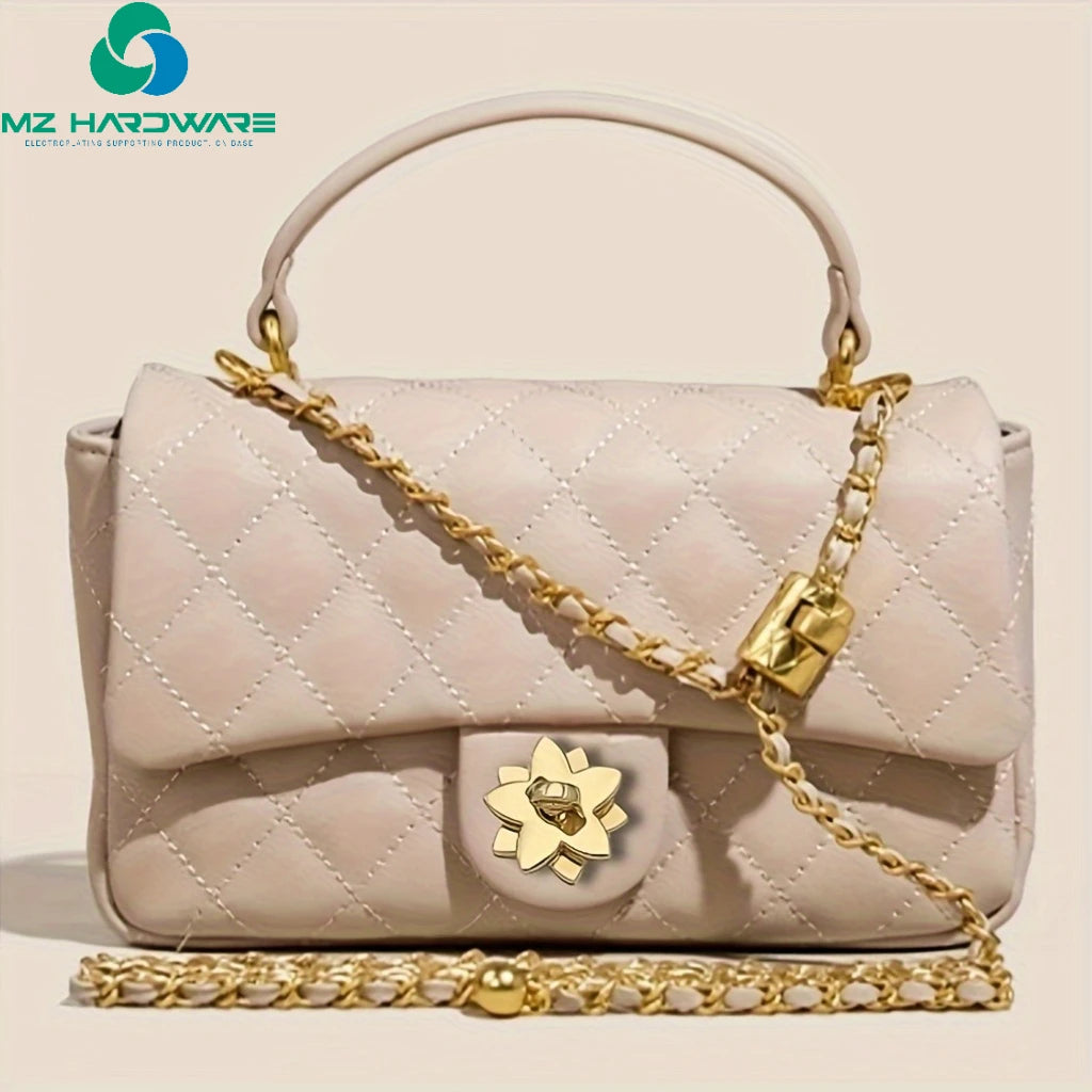 MZ Fashionable  Metal Double Flower-Shaped Lock Clasp for Handbags and Wallets DIY Hardware Accessory Luxury Bag Lock Clasp