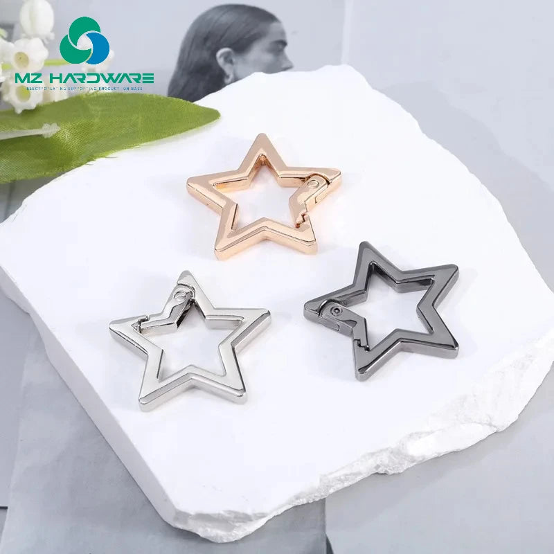 MZ Portable Metal Ring with Pentagram Star Shape Connection Buckle Spring Clasp for DIY Keychain Tariff Preferences