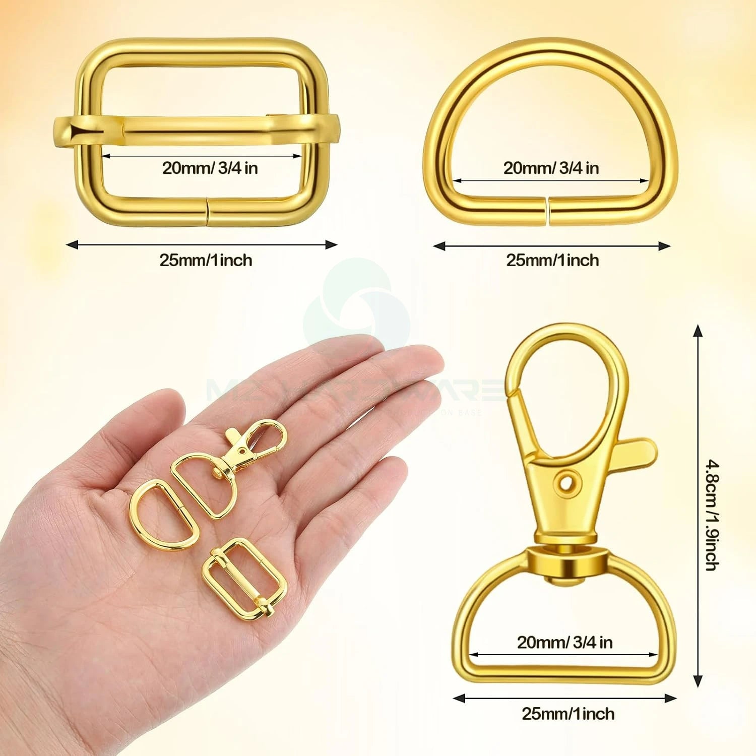 MZ Factory Wholesale D Rings for Purse Bag Hardware Purse Hardware for Bag Making Buckles Craft (Mixed Color,25 Mm)