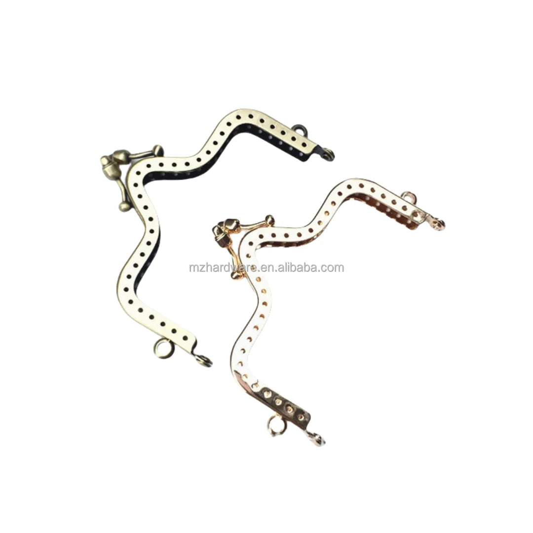 MZ Fashionable Zinc Alloy Kiss Lock Bag Clutch Handle with Strap Buckle Ring Hook Tag Handbag Hardware Accessories