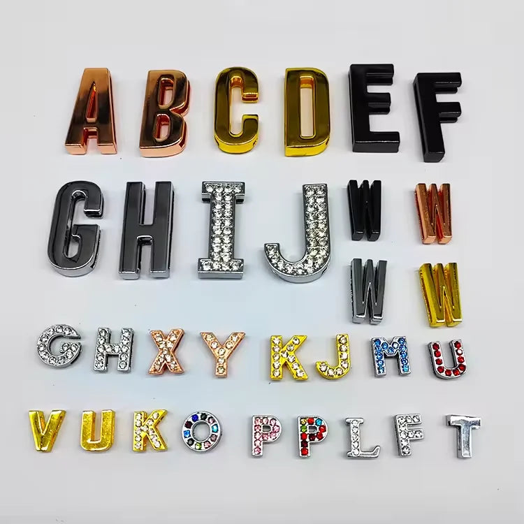 Hot Selling Rhinestone Slide Bracelet Letter Diy Jewelry Accessories Slide Letters Bling Letter for Dog Collarss