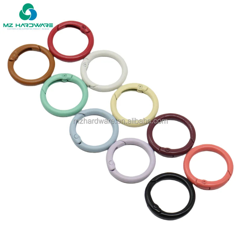 MZ DIY Luxury Jewelry Accessories Keychain Metal Paint Opening Ring Spring Buckle Colorful Spring Pendant for Luggage/Car/Key