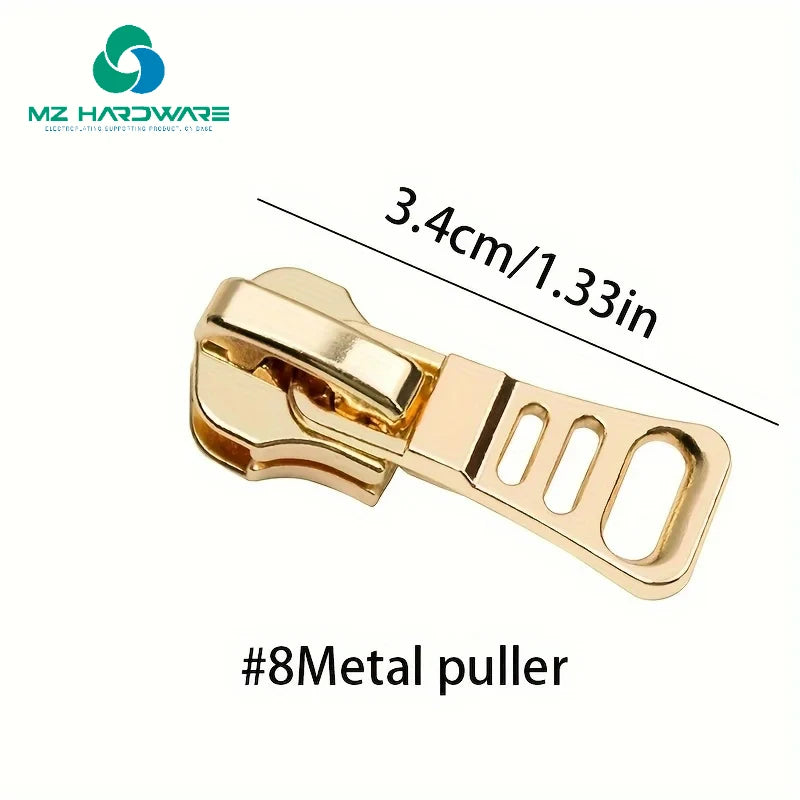 MZhardware High Grade Bag Hardware Metal Made Zipper Puller Custom Engraved Logo Gold Metal Zipper Pull