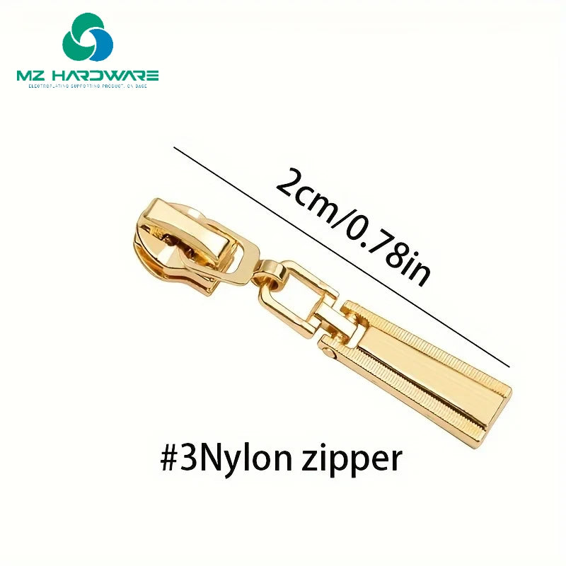 MZhardware High Grade Bag Hardware Metal Made Zipper Puller Custom Engraved Logo Gold Metal Zipper Pull