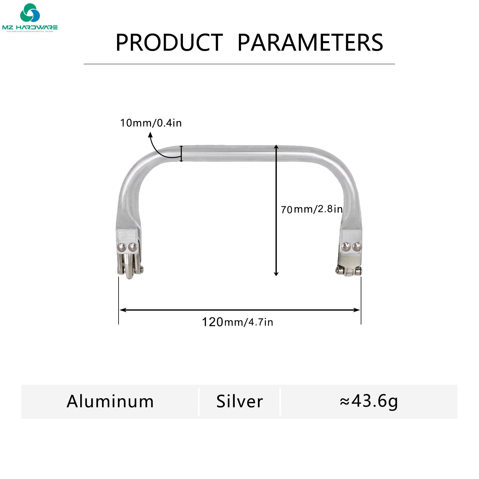 12/14CM Aluminum Handle Direct Supply, Stable & Fast Shipment, Customizable for Bags