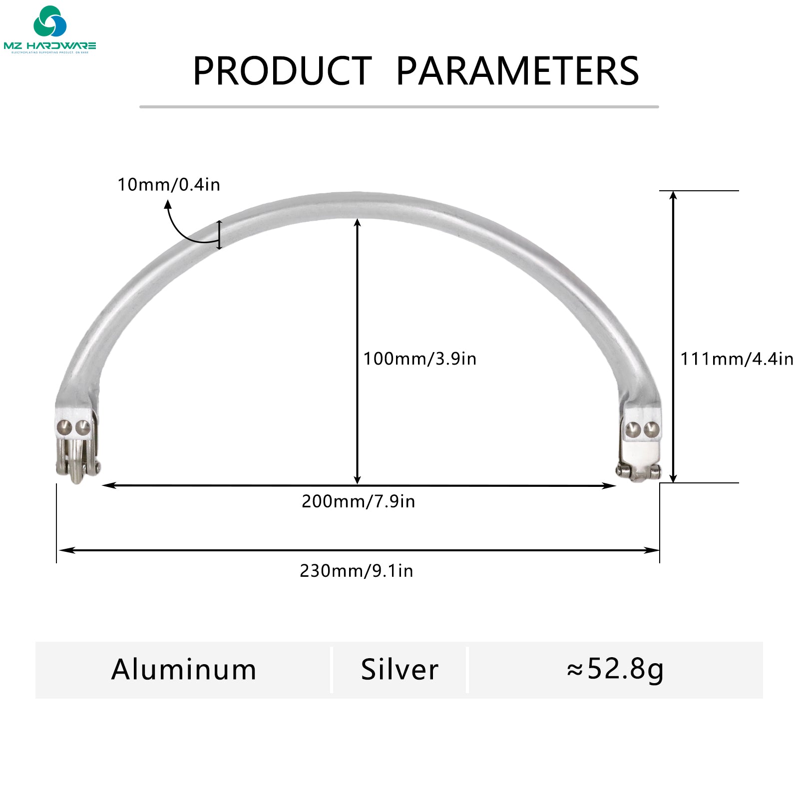 23cm Half Round Handle