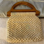MZhardware Luxury & Classic Style Handbag Clips Waterproof D-Shape Bag Accessory Wooden Beaded Paper Bamboo Purse Frame