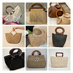MZhardware Luxury & Classic Style Handbag Clips Waterproof D-Shape Bag Accessory Wooden Beaded Paper Bamboo Purse Frame