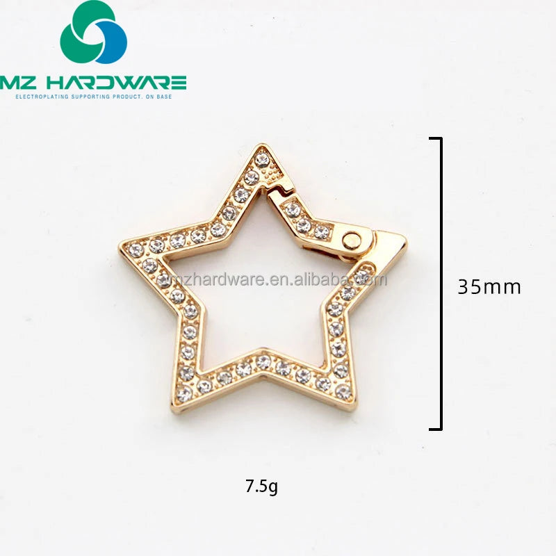 Custom Diamond Spring Ring with Diamond Zinc Alloy Open Ring Metal Car Keychain DIY Parts Accessories Wholesale