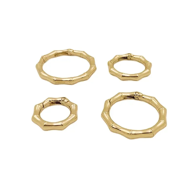 New Design Custom Four  Sizes Spring Buckle Bamboo Design Metal O Rings Bag Accessories Trigger Snap Clip for Handbag
