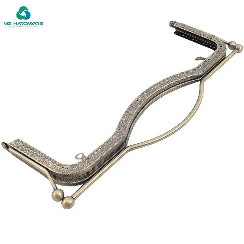 MZhardware Wholesale Concave Embossed Kiss Lock Metal Purse Frame Handbag Handle for Women Bags Parts & Accessories