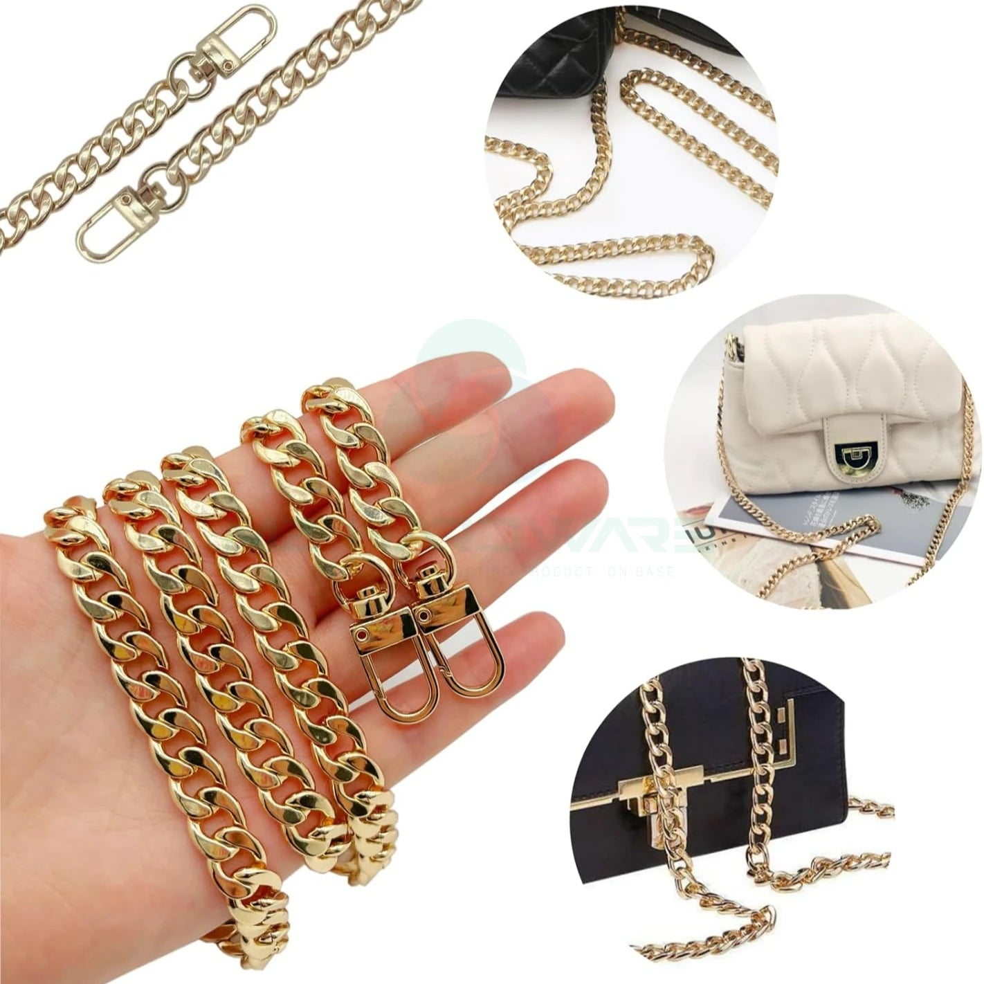 DIY Bag Accessories Iron Flat Chain Strap Purse Straps with Metal Buckles Shoulder Cross Body Replacement Straps