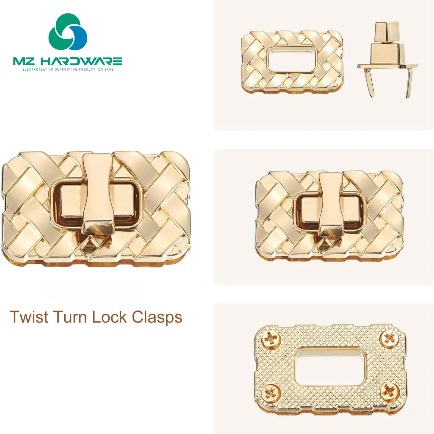 Closures Lock Fasteners for Purse Aluminum Alloy Rectangle Bag Closure Clip Hardware Accessories for DIY Handbag Craft