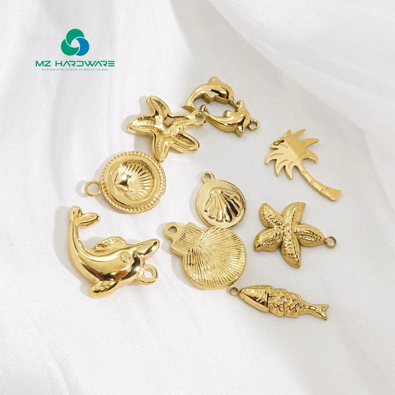 China Wholesale Ocean Jewelry Pendants Stainless Steel Sea Pendants Gold Jewelry Starfish Dolphin Pendant