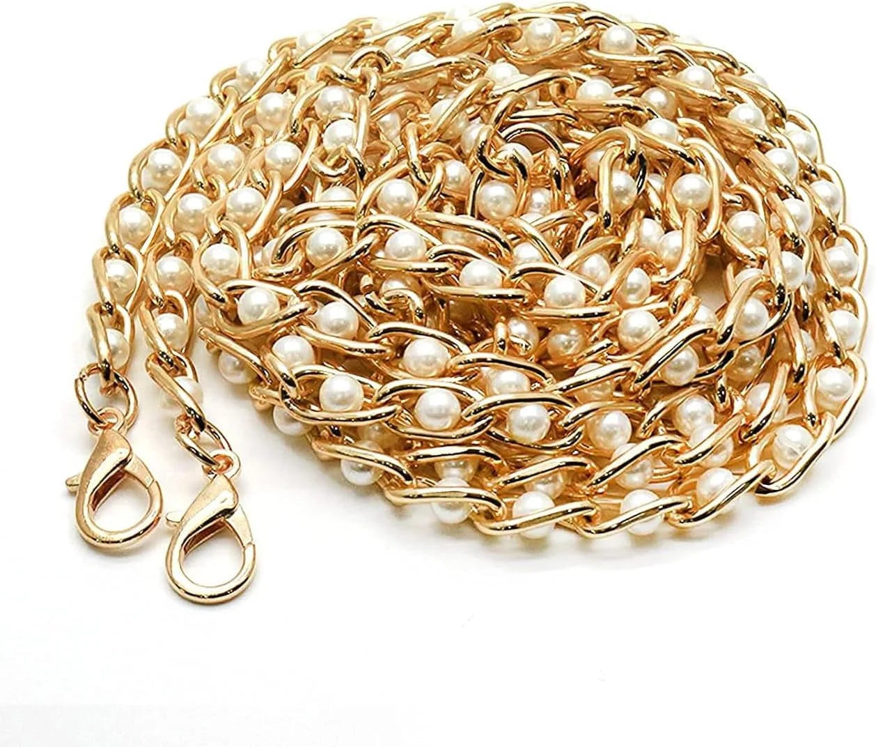 DIY Replacement Chain Strap Entrained Imitation Pearl, Fashion Handbag Metal Chains Accessories with Buckles
