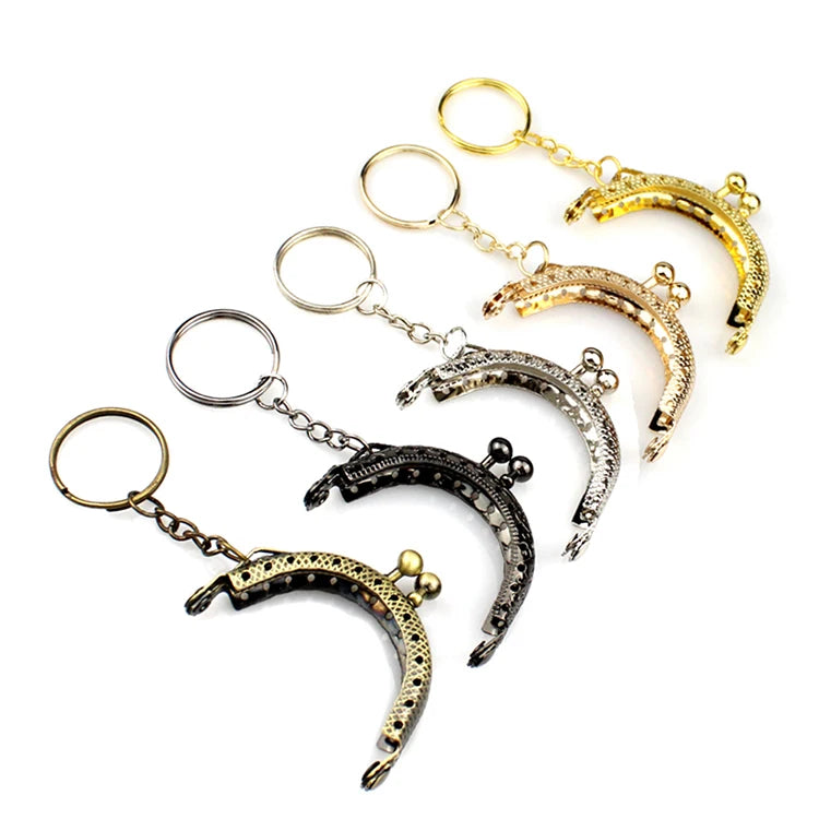MZ 5cm Arch Embossed Clutch Frame Small Wholesale Metal Purse Frame Clip Handle Key Ring for Coin Purse Bag Making DIY Craft