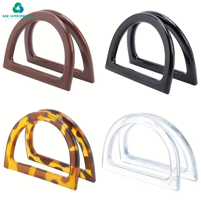 MZhardware  D-shaped Bag Handle Replacement Semi-circular Handle Flat Plastic Bag Handles for DIY Purse Handbag Accessories