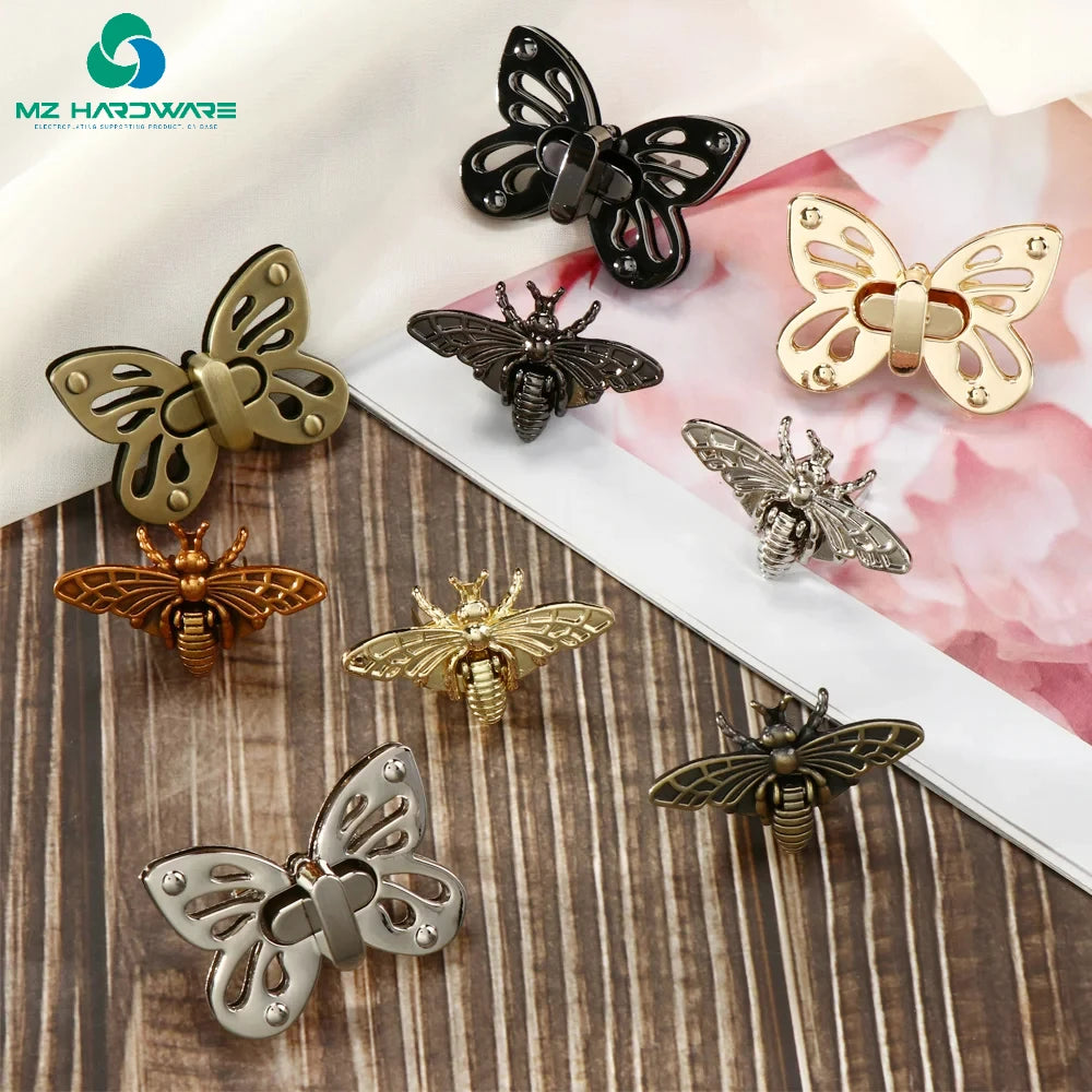 MZhardware Fashion High Quality Retro Turn Lock Bee Shape Metal Buckles Handbag Bag Clasp HardwareDIY Leather Crafts Accessories