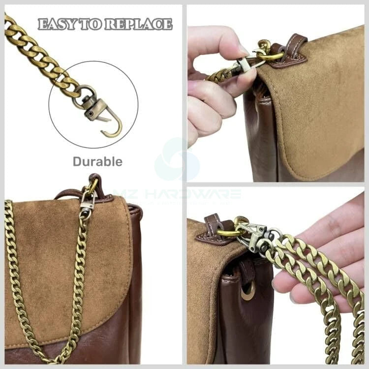DIY Bag Accessories Iron Flat Chain Strap Purse Straps with Metal Buckles Shoulder Cross Body Replacement Straps
