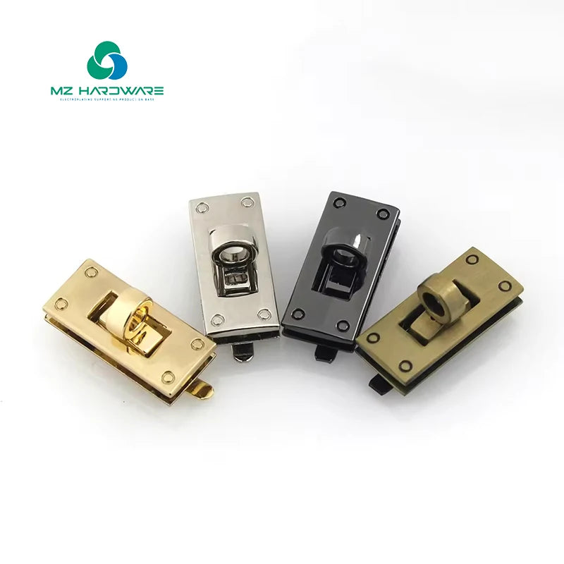 Custom Rectangle Metal Twist Lock Turn Lock Metal Closure Buckle Handbag Accessories Leather Craft Women Handbag
